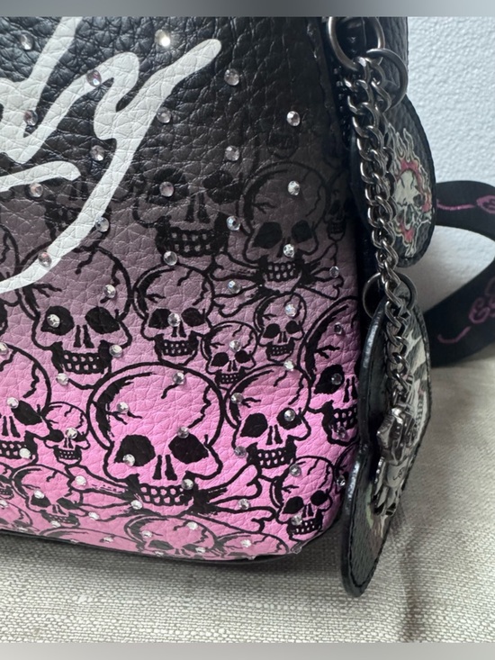Ed Hardy Black & Pink Skull Print Mini Backpack main image 10